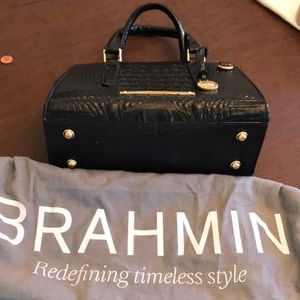 Brahmin black leather satchel